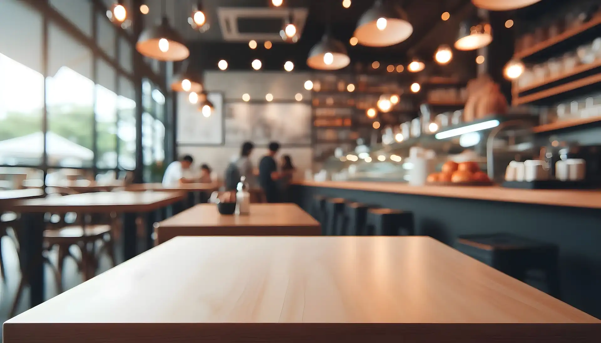 Cafe business with people working at tables